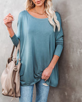 Wear It Well Langarm-Stricktop aus Bambus - Dusty Teal